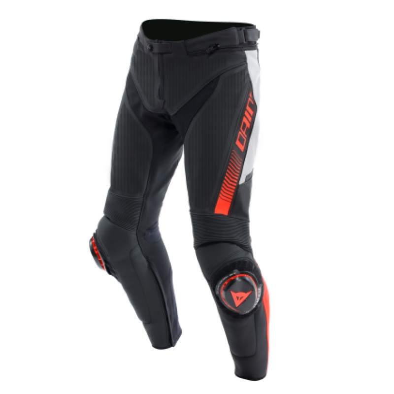 Dainese Super Speed Perforated Leather Pants Black/White/Red-Fluorescent Size – 44