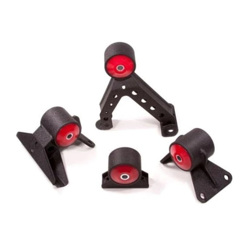 Innovative 07-13 Mitsubishi Evolution 4B11T Black Steel Mounts 75A Bushings