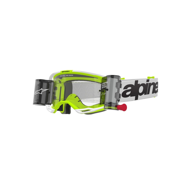 ALPINESTARS VISION 8 WOODMARK GOGGLES – WHITE YELLOW FLUO CLEAR ROLL-OFF