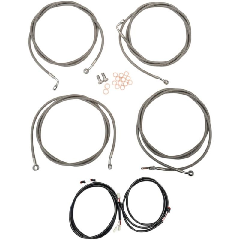 LA Choppers Complete Handlebar Cable/Brake & Clutch Line/Wire Kit – Stainless Braided LA-8054KT3-13