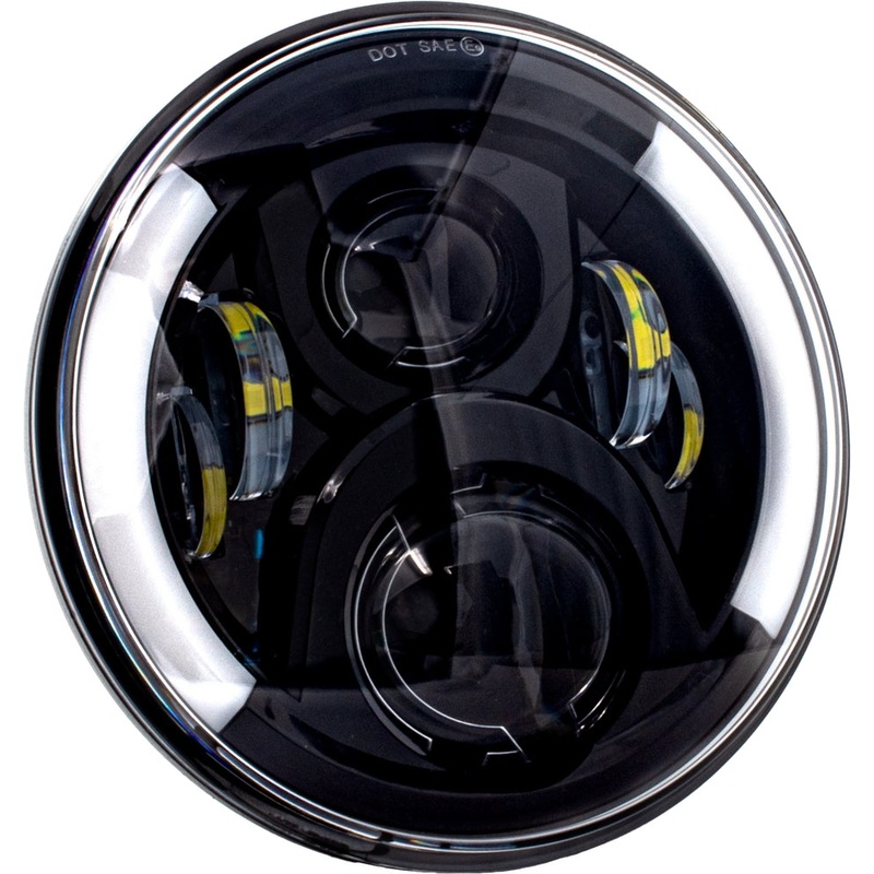 Letric Lighting Co. 7in. Deluxe LED Headlight with Integrated Switchback Turn Signals – Black LLC-DHL-7TS