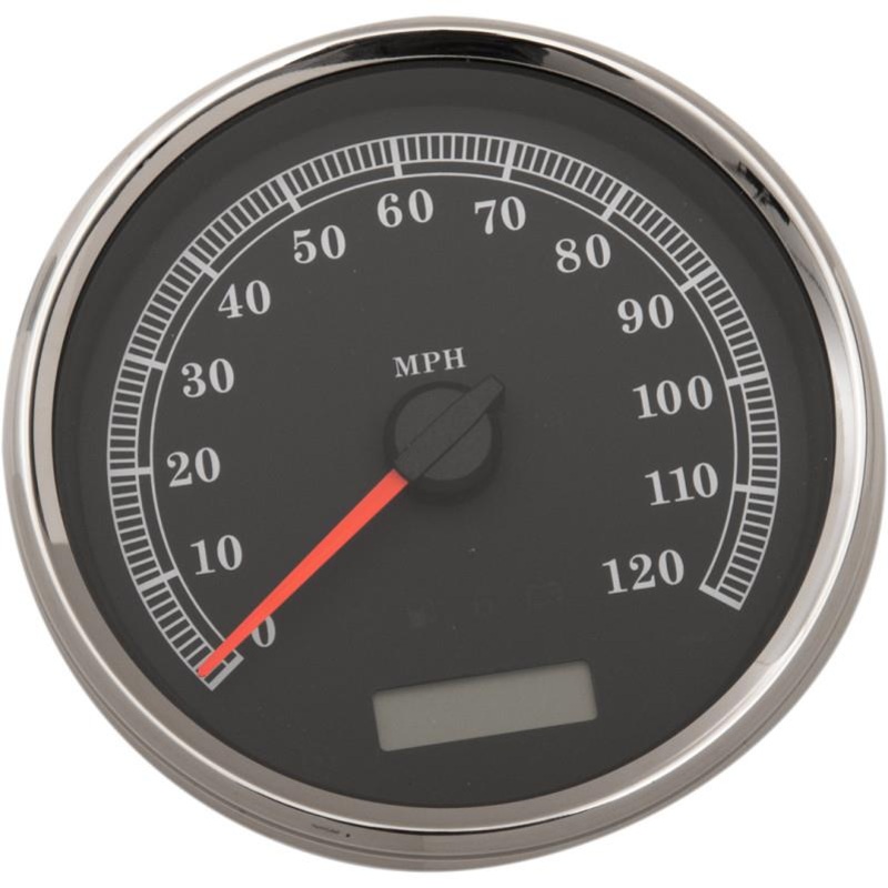 Drag Specialties 5in. Programmable Electronic Speedometer – 120 mph – Black Face 2210-0462