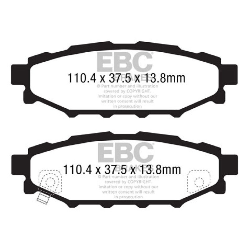 EBC 12+ Subaru BRZ 2.0 (solid rear rotors) Yellowstuff Rear Brake Pads