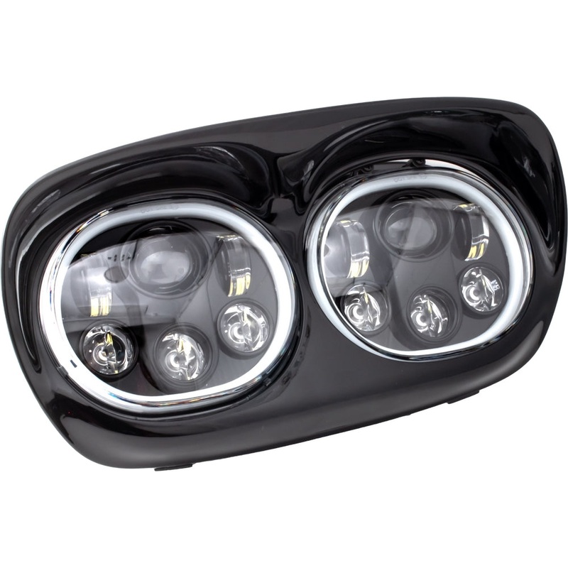Letric Lighting Co. Dual 5.75in. Projector LED Headlight Assembly – With Full HALO in Black Housing LLC-LRHP-HBB