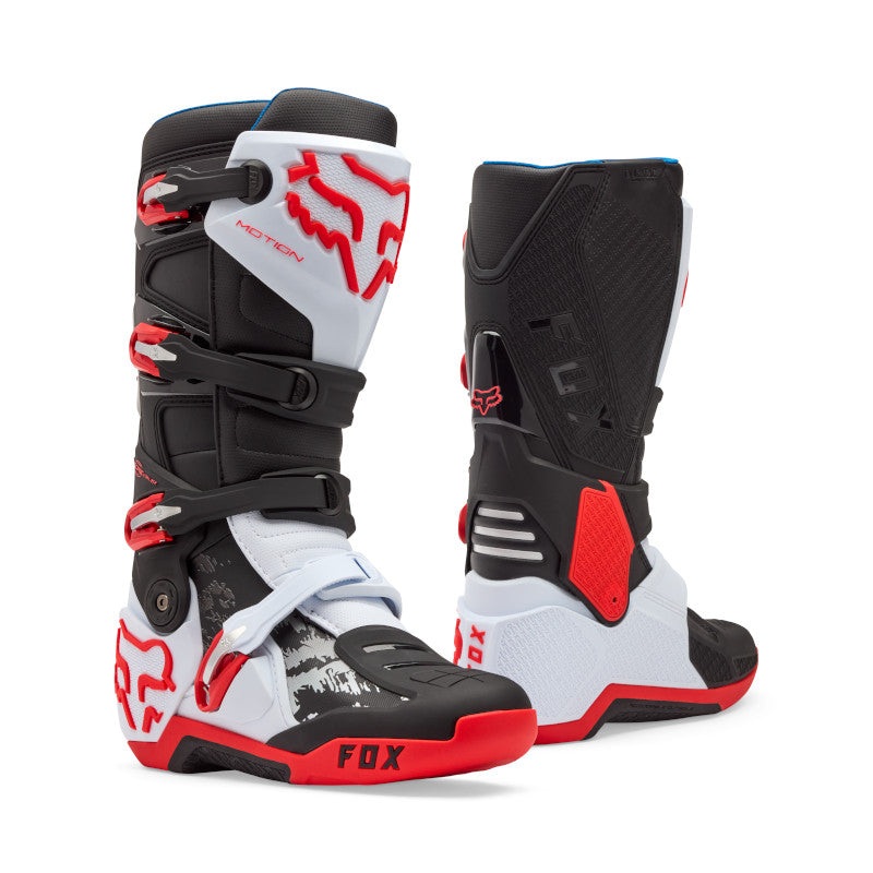 FOX MOTION BOOTS – WHITE/FLO RED 6