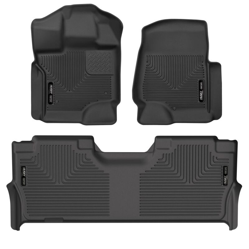 Husky Liners 21-23 Ford F-150 CC SC X-Act Contour Front & Second Row Seat Floor Liners – Black