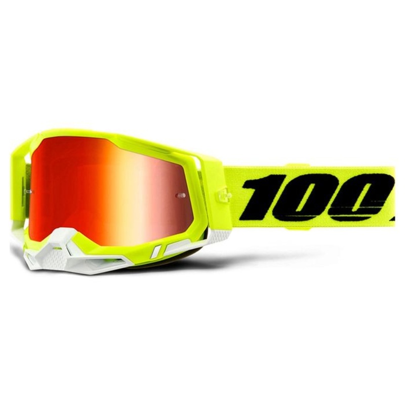 100% RACECRAFT 2 YELLOW GOGGLE – RED MIRROR LENS