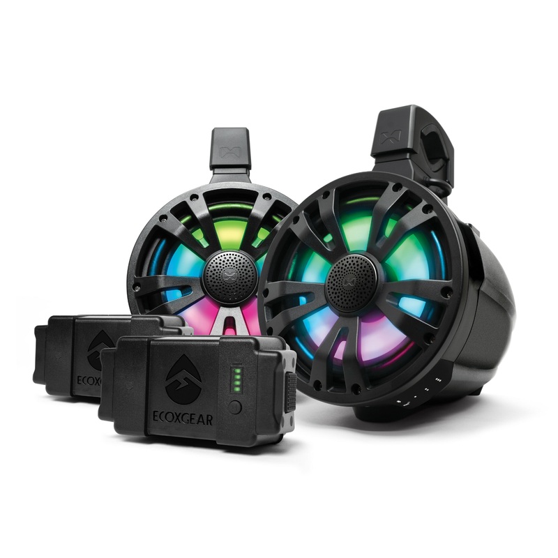 EcoXGear 63-9228 Extrmtower 2-Pk 8  Spkr 2 Amp Speakers + 2 Batteries Blk