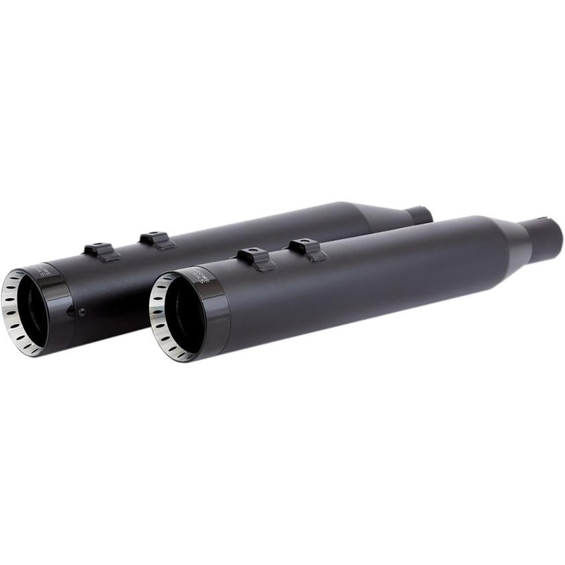 Khrome Werks 4.50in. HP-Plus Slip-Ons – Black with Black Turbine Tip Billet End Caps 202870