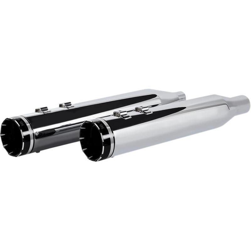 Khrome Werks 4.50in. HP-Plus Slip-Ons – Chrome with Black Tracer Tip Billet End Caps 202735