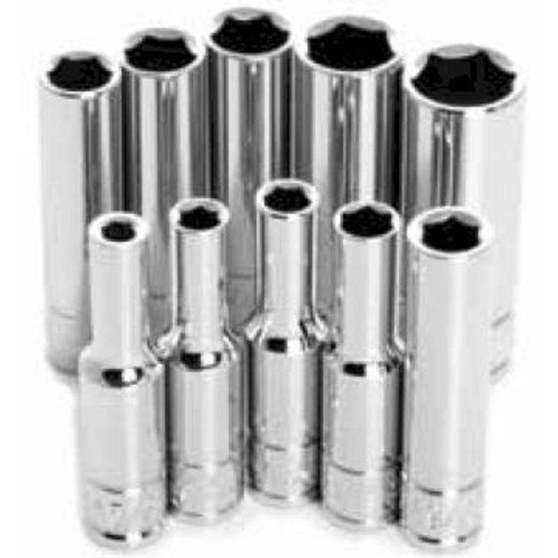 Performance Tools 10 Piece 1/4in. Drive 6pt Deep Metric Socket Set W36400