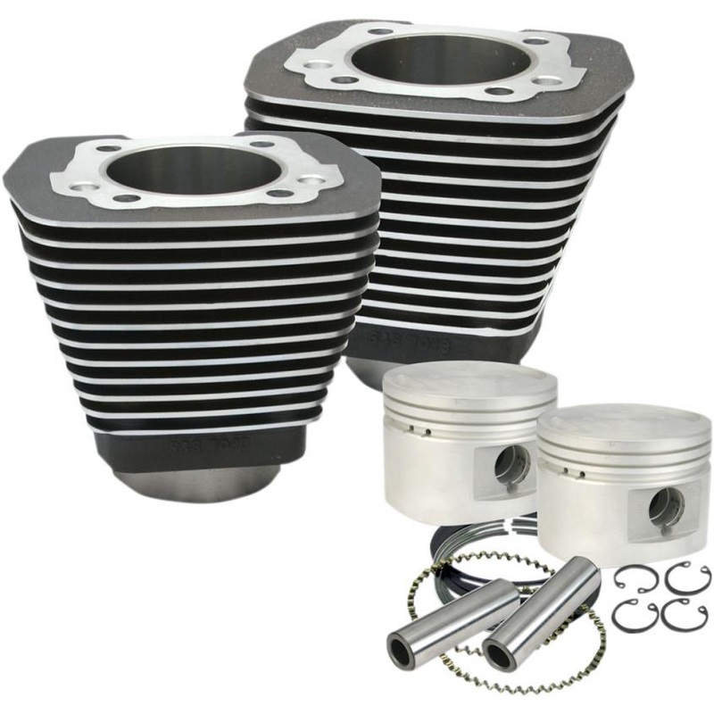 S&S Cycle 3 1/2in. Bore Cylinder and Piston Kit – Wrinkle Black 910-0182