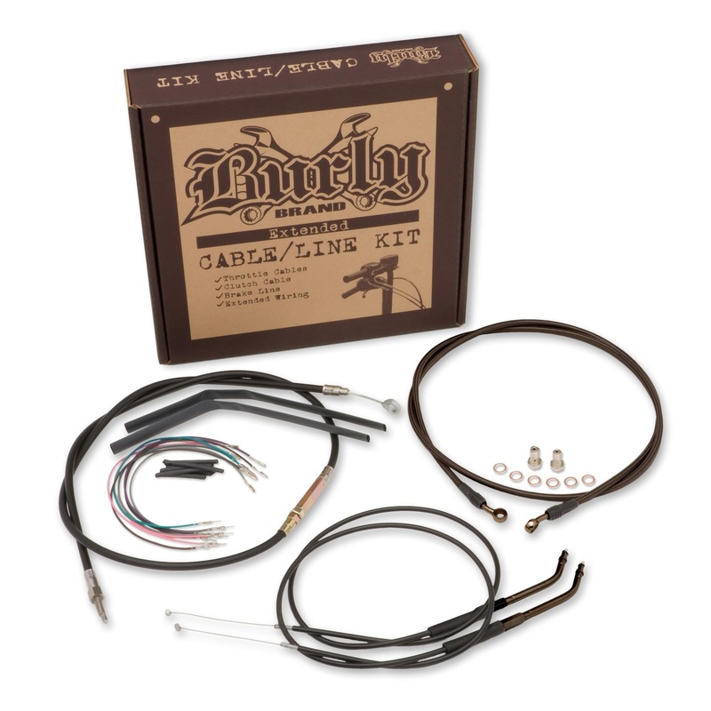 Burly Brand Extended Cable/Brake Line Kit for 16in. Gorilla Handlebars – Black Vinyl B30-1073