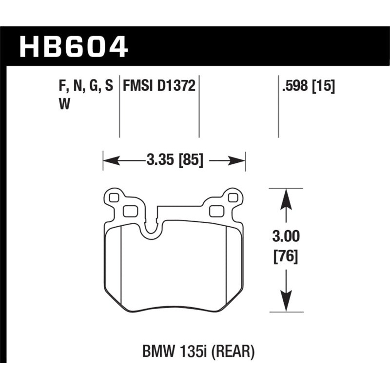 Hawk BMW 135i HP+ Street Rear Brake Pads