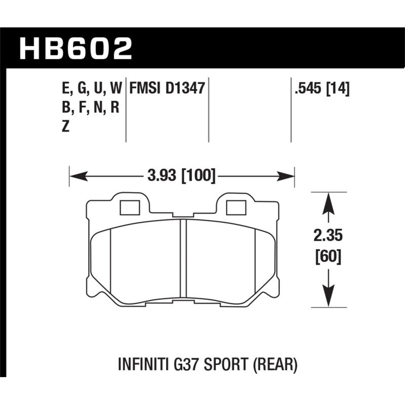 Hawk Infiniti G37 Sport HPS Street Rear Brake Pads