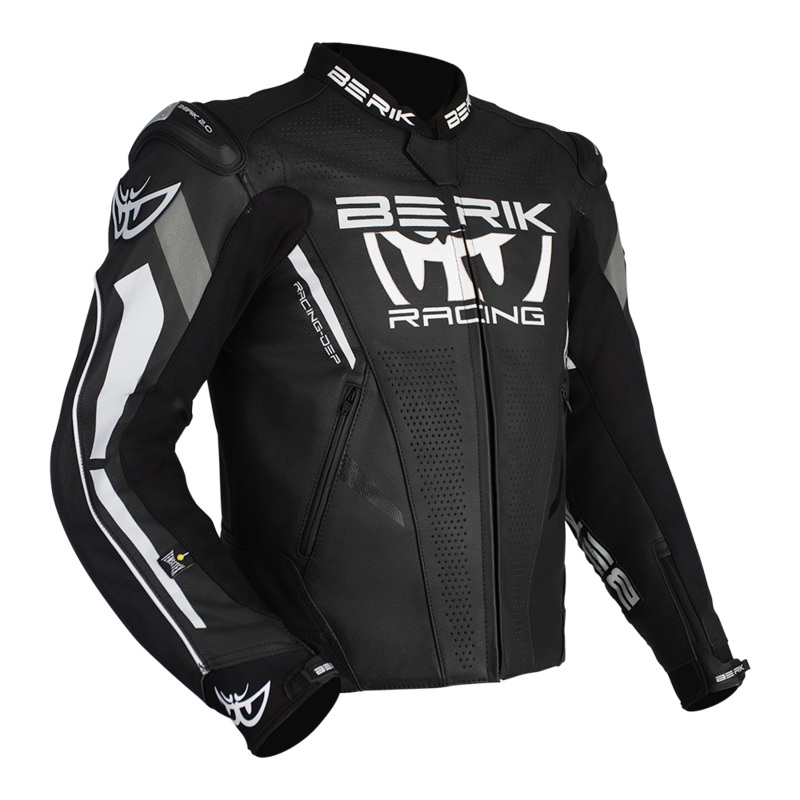 BERIK APEX SPORTS LEATHER JACKET – BLACK/WHITE 48