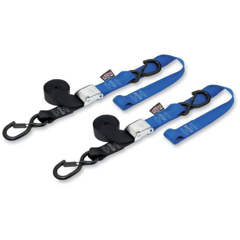 Powertye 1 1/2in. Cam-Buckle with Safety Latch Hooks and Soft-Tye – Black/Blue 29623-S