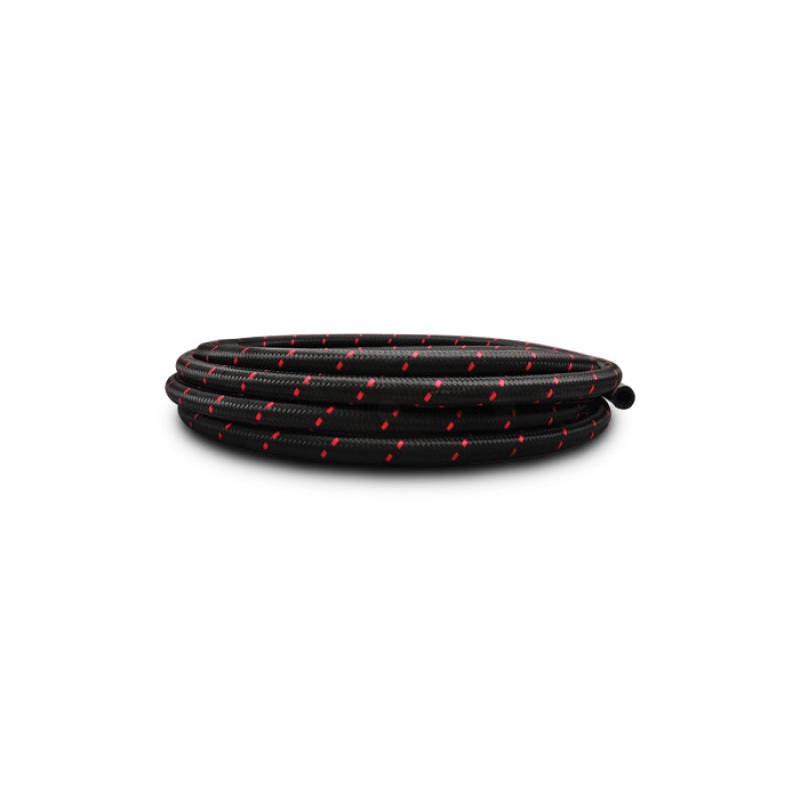 Vibrant -6 AN Two-Tone Black/Red Nylon Braided Flex Hose E85 Friendly (20ft Roll)