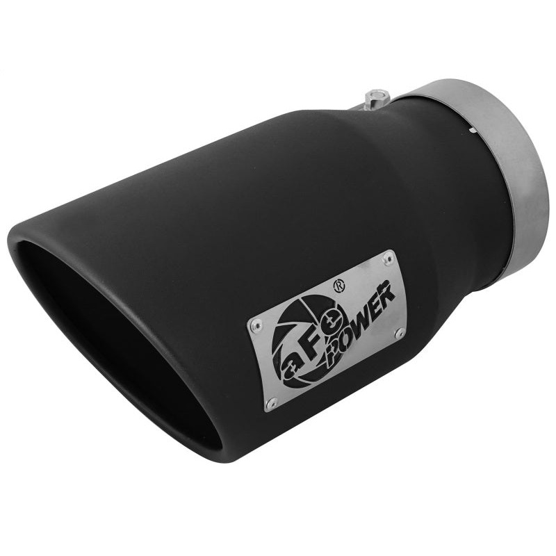 aFe MACHForce XP 5in 304 Stainless Steel Exhaust Tip 5 In x 7 Out x 12L in Bolt On Right – Black