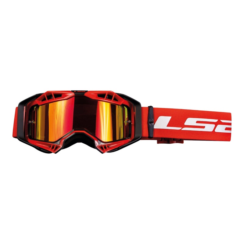 LS2 Aura Pro Google – Red with Iridium Lens
