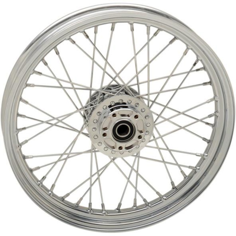 Drag Specialties Laced 40 Spoke Front Wheel – 19×2.5 – Chrome (Single Disc) 0203-0633