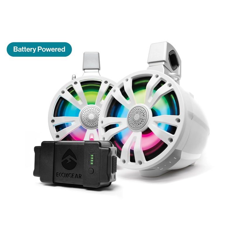 EcoXGear 63-9227 Extrmtower 2-Pk 8  Spkr Spkr + Btry  1 Non-Amp Wht