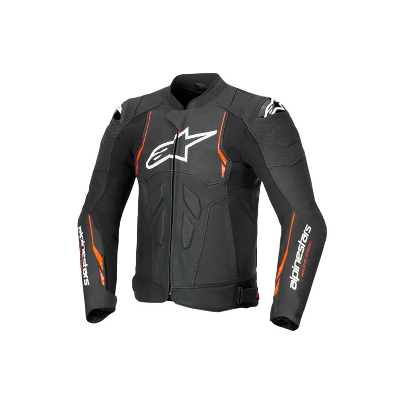 ALPINESTARS DUSK AIRFLOW LEATHER JACKET – BLACK FLURO RED 48