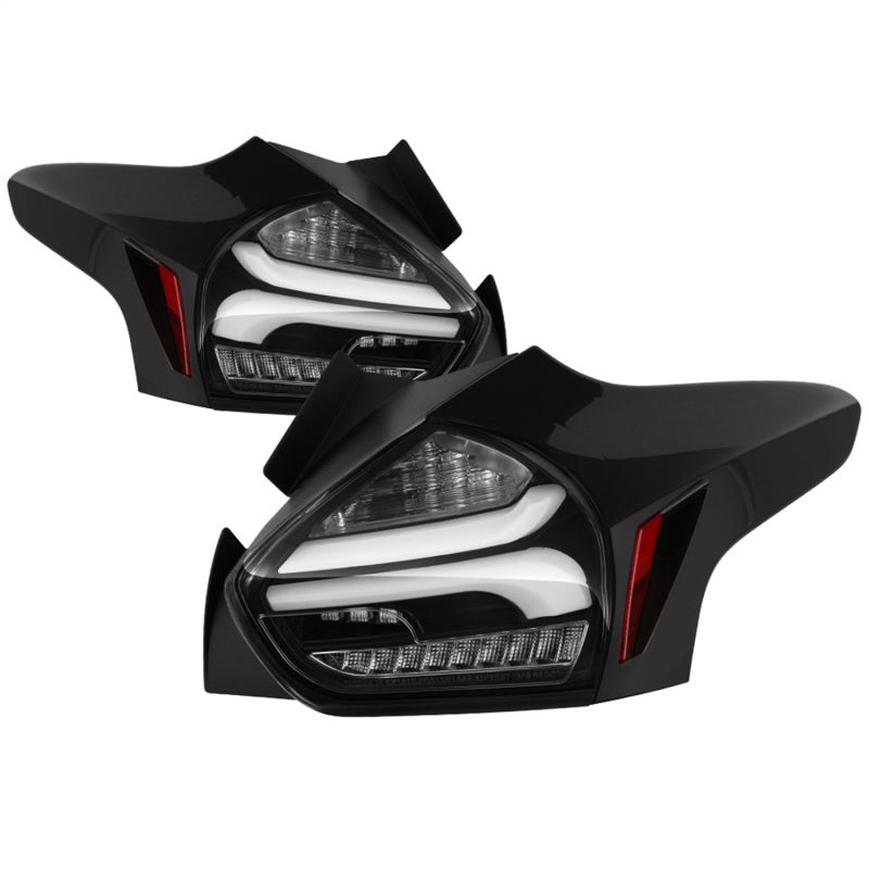 Spyder 15-17 Ford Focus Hatchback LED Tail Lights w/Indicator/Reverse – Black (ALT-YD-FF155D-LED-BK)