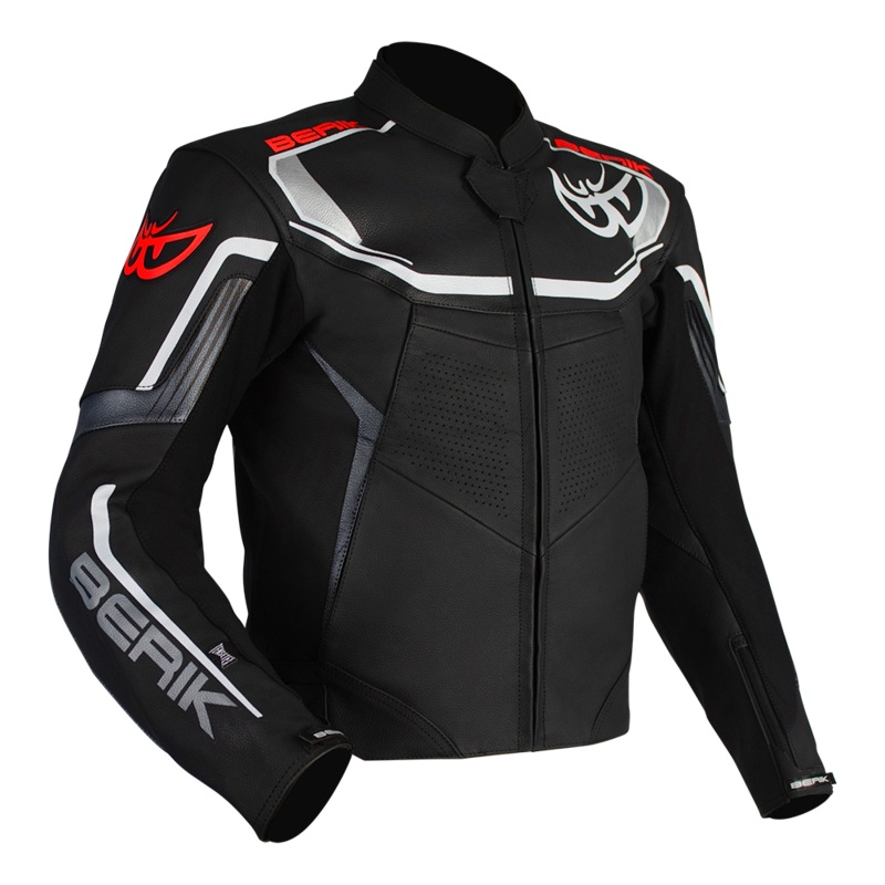 BERIK STRADA LEATHER JACKET -BLACK/WHITE 48