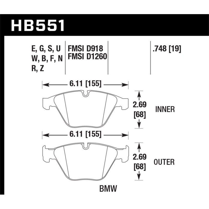 Hawk 2011 BMW 1-Series M HPS 5.0 Front Brake Pads