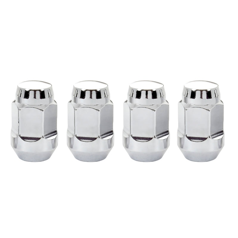 McGard Hex Lug Nut (Cone Seat Bulge Style) M12X1.5 / 3/4 Hex / 1.45in. Length (4-Pack) – Chrome