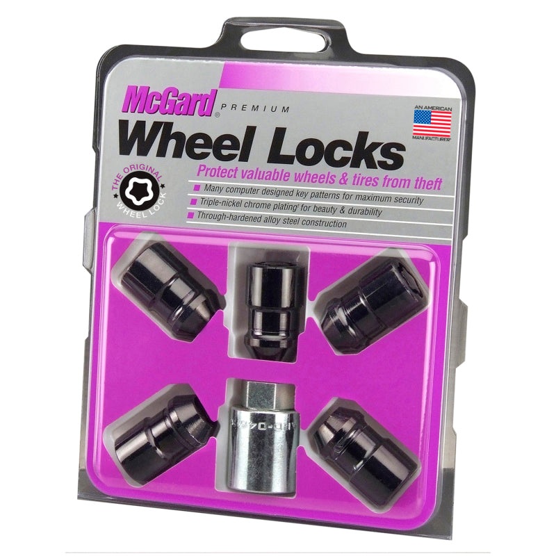McGard Wheel Lock Nut Set – 5pk. (Cone Seat) M12X1.5 / 3/4 Hex / 1.46in. Length – Black