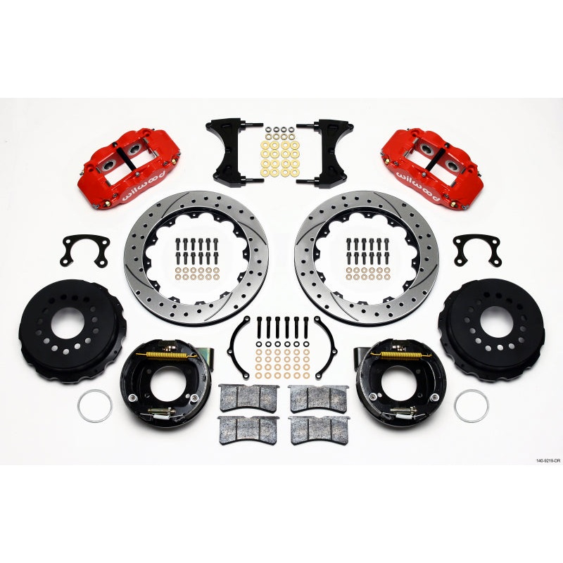 Wilwood Narrow Superlite 4R Rear P-Brk Kit 12.88in Drill Red Big Ford New Style 2.50in Offset