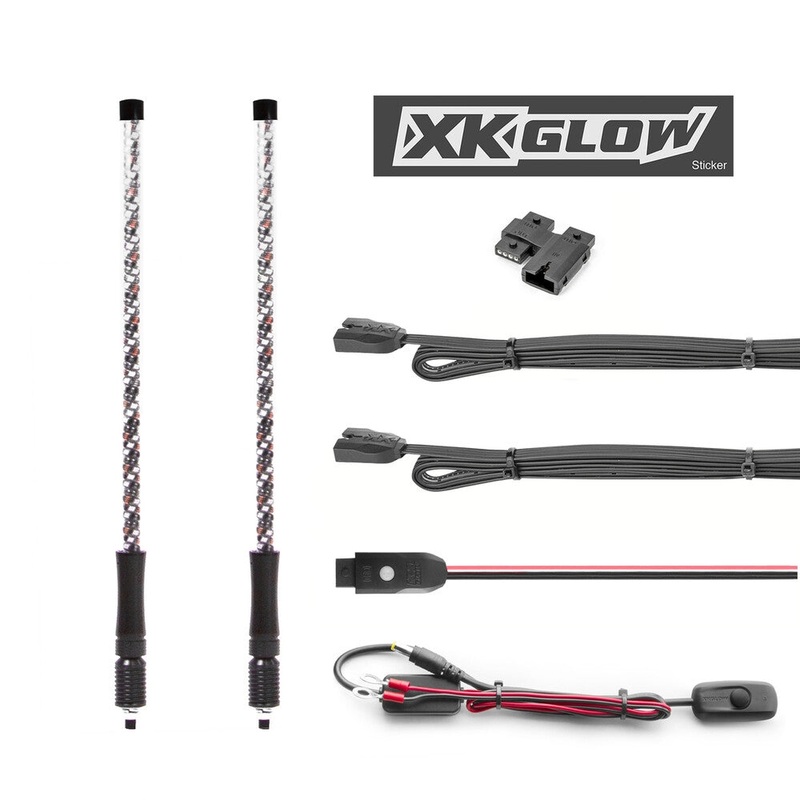 XK Glow 2ND GEN LED Dual Whip with Chrome Dual Mode Dash Controller – 32in. XK-WHIPC-ADV-DM