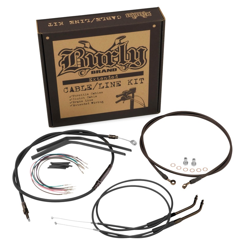 Burly Brand Black Vinyl Single Disc Handlebar Cable & Brake Line Kit for Jail Bars – 14in. B30-1141