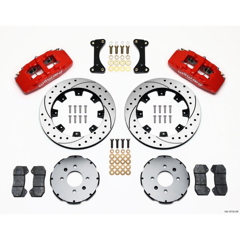 Wilwood Dynapro 6 Front Hat Kit 12.19in Drilled Red 94-01 Honda/Acura w/262mm Disc