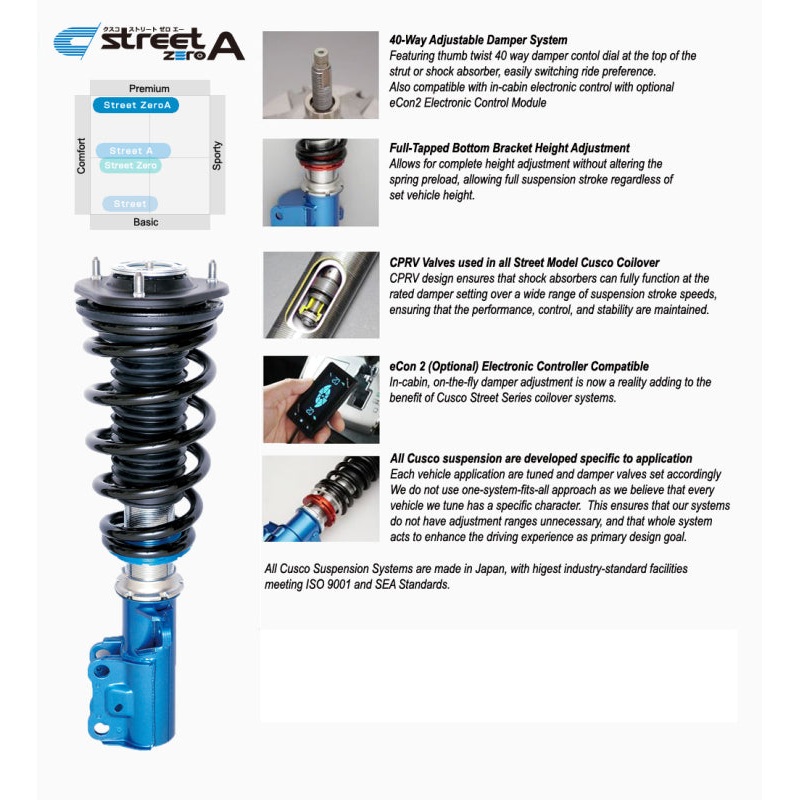 Cusco 2022+ Subaru WRX Street Zero-A Coilover Kit
