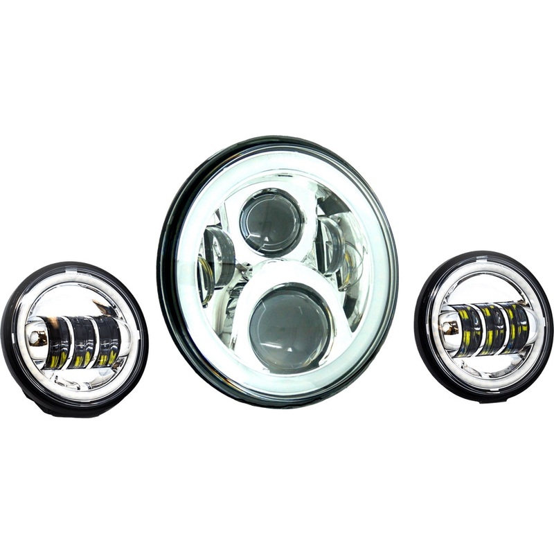Letric Lighting Co. 7in. Premium LED Kit with Full-HALO for Indian – Chrome LLC-ILHK-7CH