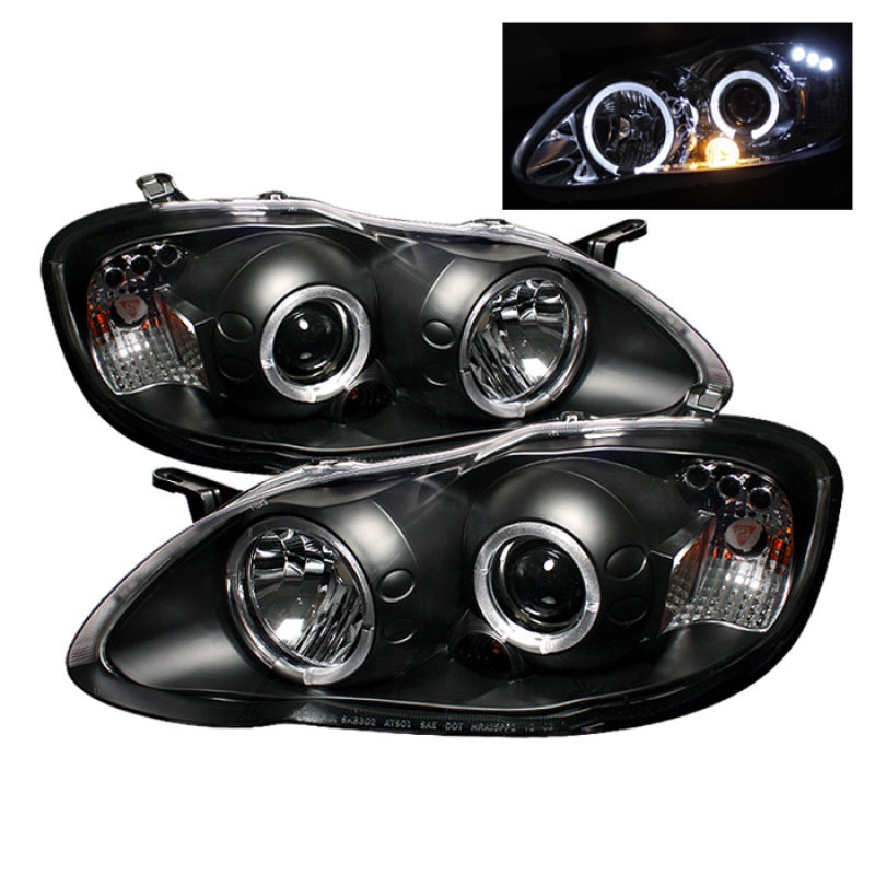 Spyder Toyota Corolla 03-08 Projector Headlights LED Halo- LED Blk – Low H1 PRO-YD-TC03-HL-BK