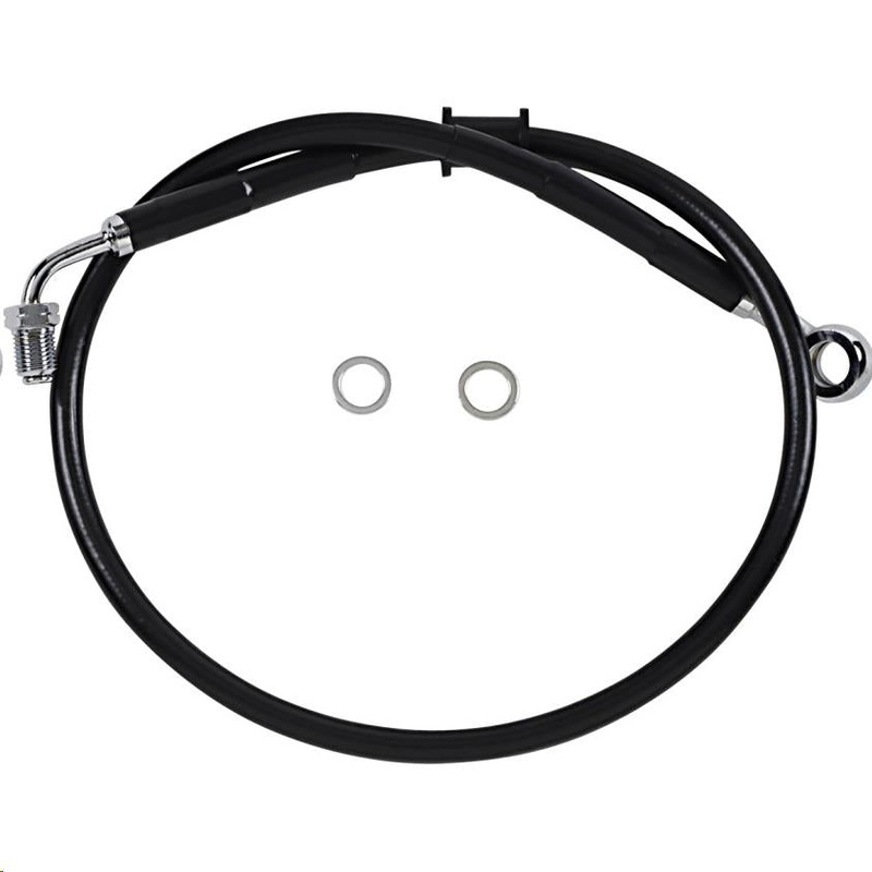Drag Specialties Standard Length Front Stainless Steel Brake Line Kit – Black Vinyl 1741-5794