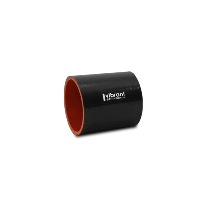 Vibrant 2-1/8in I.D. x 3in Long Gloss Black 4 Ply Aramid Reinforced Silicone Hose Coupling