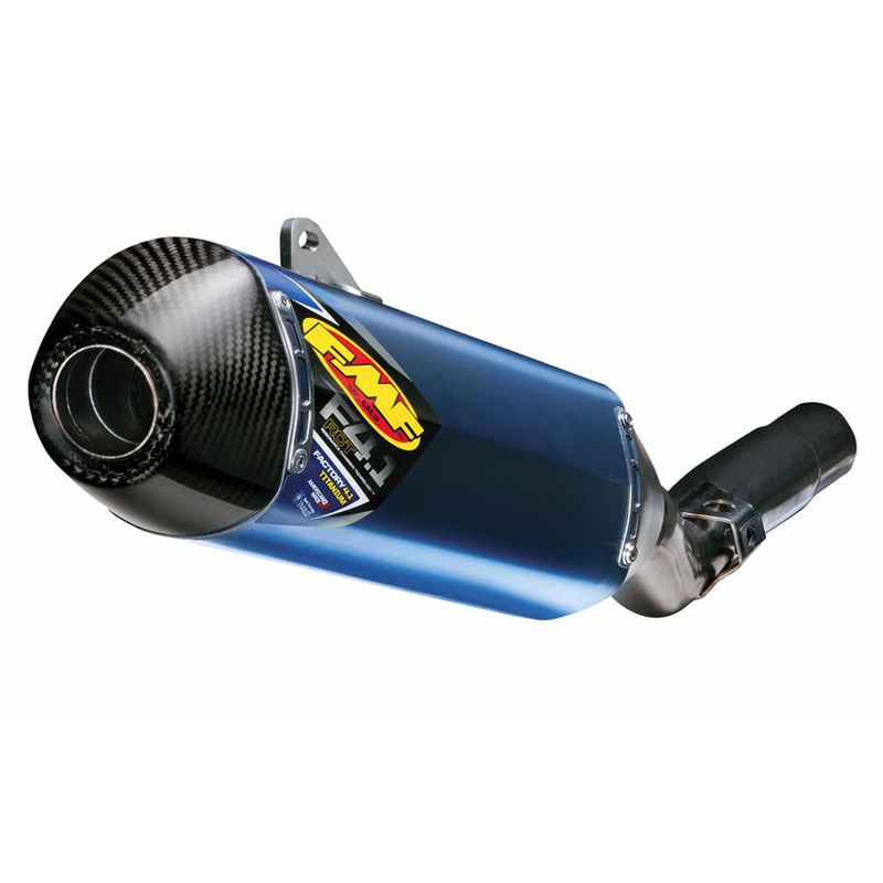 FMF Racing Factory 4.1 Slip-On – Blue Anodized Titanium – Carbon Fiber Endcap 044400