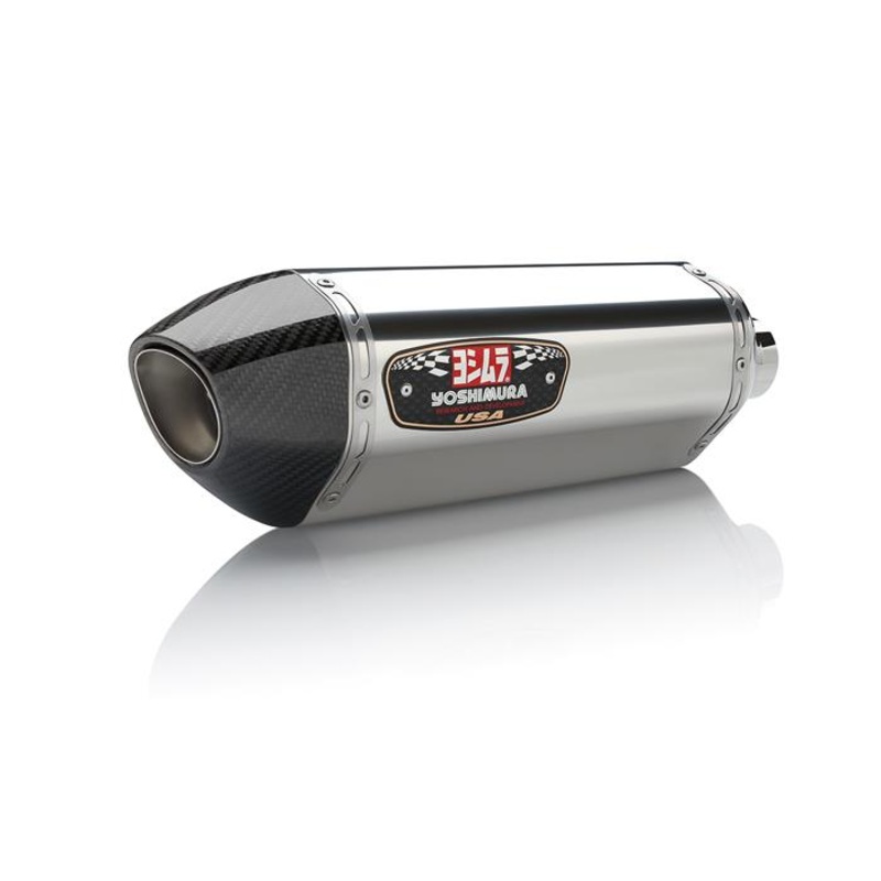 Yoshimura R-77 Street Series Dual Slip-Ons – Stainless Steel Mufflers – Carbon Fiber End Caps 1121205