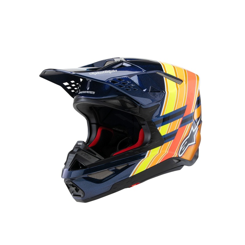 ALPINESTARS 2025 SUPERTECH M10 TLD EDITION HELMET – DARK BLUE ORANGE FLURO-YELLOW RED GLOSSY XS