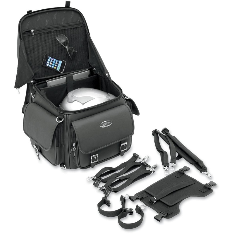 Saddlemen BR3400EX/S Combination Backrest, Seat and Sissy Bar Bag without Studs 3515-0120