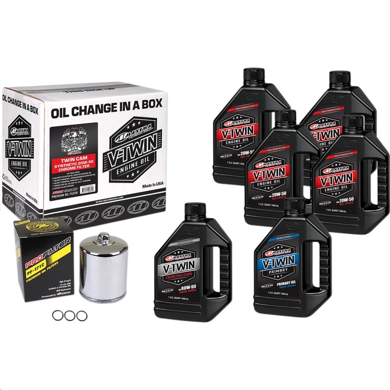 Maxima Twin Cam Synthetic Oil Change Kit with Chrome Filter 90-119016PC