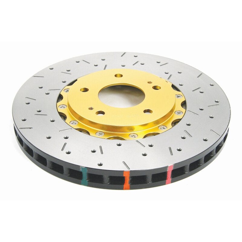 DBA 03-05 Evo 8/9 Front Drilled & Slotted 5000 Series 2 Piece Rotor Assembled w/ Gold Hat