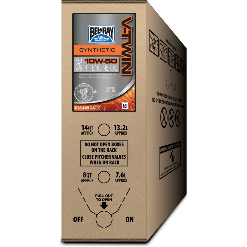 Bel-Ray 840-1580 V-Twin Full Syn Engine Oil 4t 10w50 6gal Bib