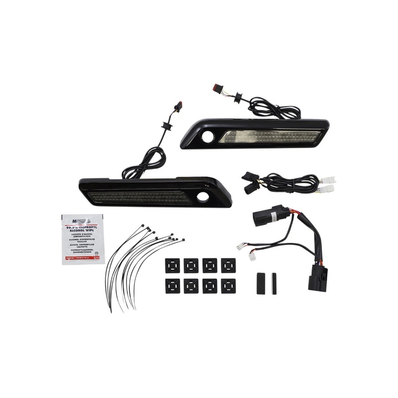 Custom Dynamics Saddlebag Hinge Covers with LED Light – Smoke/Black CD-SBL-BCM-SB