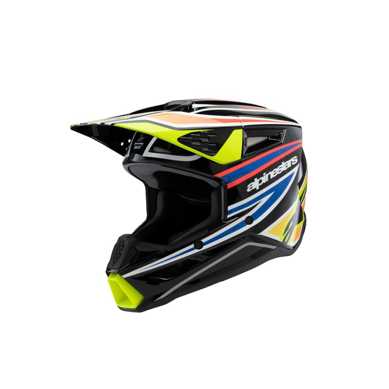 ALPINESTARS 2025 YOUTH SUPERTECH M3 WURX HELMET – BLACK YELLOW FLUO BLUE RED GLOSSY S